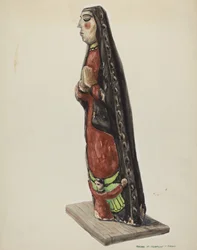 Panny Marie Guadalupské Bulto, c. 1938.