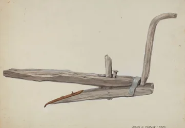 Dřevěný pluh, kolem roku 1937.