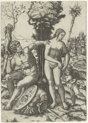Mars a Venuše jako pár zamilovaný do Amora