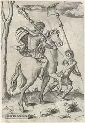 Římští generálové Scipio Africanus Maior na koních a Scipio Africanus Minor Římští hrdinové na koních (název série)
