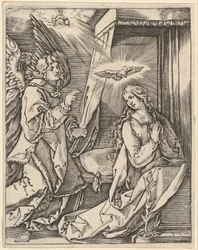 Zvěstování, vlevo archanděl Gabriel přistupuje k modlící se Panně..., ca. 1500-1534.