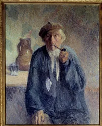 Portrét starého rolníka kouřícího dýmku Obraz Marcel Couchaux (1877-1939) Slunce 20. století. 0,92x0,73 m Rouen, Musee des Beaux Arts Pozor! Použití tohoto díla může podléhat žádosti o autorizaci třetí stranou nebo dalším poplatkům