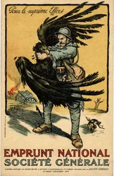 Válka 1914-1918. Reklamní plakát Société Générale „Národní půjčka“