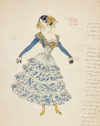 Carmen, kostýmní skica Marcela Multzera (1866-1937) pro dějství II Carmen, Georges Bizet (1838-1875)