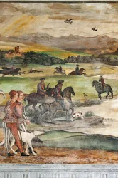 Lovecká scéna, detail návštěvy Kristiána I. Dánského u Bartolomea Colleoniho, Síň cti