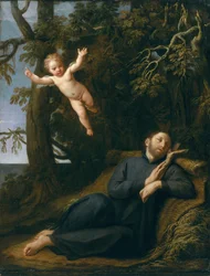 Sv. František na poušti (olej na plátně)