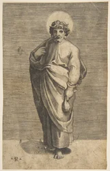 Svatý Matěj drží váček, ca. 1515-27.