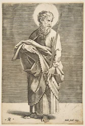 Svatý Pavel se dívá doprava a drží meč a knihu, ca. 1515-27.