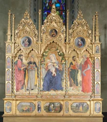 Oltářní obraz s Madonou s dítětem a svatými, Bologna (foto)