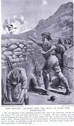 Jak vojín Vaughan získal DCM v Lone Pine Dardanely srpen 1915 (litografie)