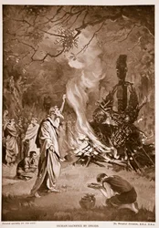 Lidské oběti druidů, ilustrace z knihy "Hutchison