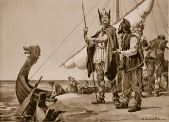Rurik odjíždí do země Slovanů, 862 (litografie)