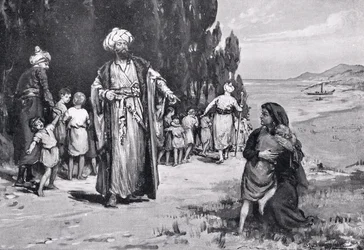 Pocta dětí Turkům, ilustrace z "Hutchinsonových dějin národů".