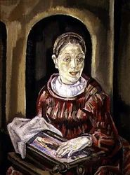 Needlewoman (olej na plátně)