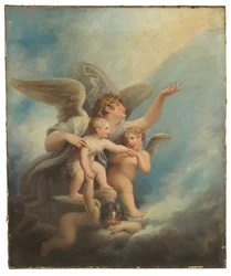 Anděl a putti doprovázející dětskou duši do nebe