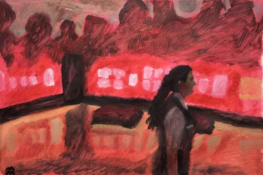 Chambre Cramoisie, 2019 (olej na papíře)