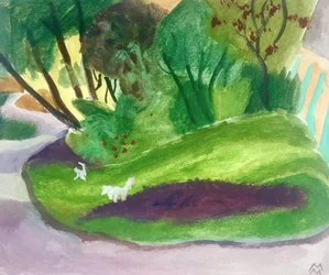 Paysage aves des Chiens Blancs, 2018 (akryl a akvarel na papíře)