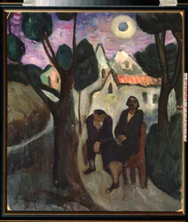 The Solar Eclipse - Obraz od Marianne Von Werefkin (1860-1938), olej na plátně, cca 1910, ruské umění, 20. století, expresionismus - Soukromá sbírka