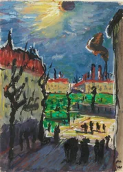 Zatmění Slunce, cca 1930 (kvaš a indická tuš na papíře)