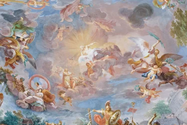 Camillus porušuje smlouvu s Brennem, detail (freska)