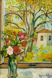 Kytice květin před oknem v Saint-Bernard, 1926