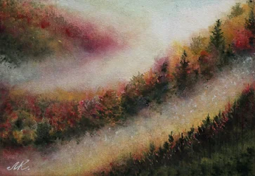 Mlžný podzimní les