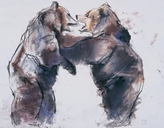 Playfight, 2001 (uhel a kontura na papíře)