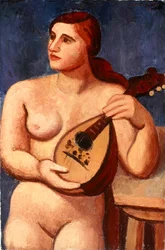 Nahá s mandolínou