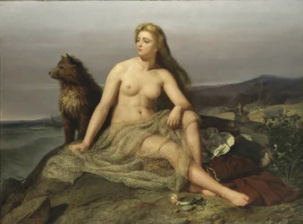 Kraka (Aslaug, Aslog), od Winge, Marten Eskil (1825-1896). Olej na plátně