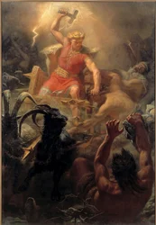 Le combat de Thor (Tor) avec les Geants - Thorův boj s obry - Winge, Marten Eskil (1825-1896) - 1872 - Olej na plátně - 484x333 - Nationalmuseum Stockholm