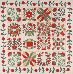 "Album Quilt", Baltimore, Maryland, kolem roku 1861 (bavlna s hedvábím a vlnou)