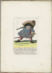 De Franse dwerg Don Luis Champ-merdant, ca. 1710 Don Luis Champ-merdant, brigádní generál malých mistrů, velký breteur Francie, v čele Gaskoňů proti německým hádkám, srážející jejich prapory (titul na předmětu) Il Callotto ožil