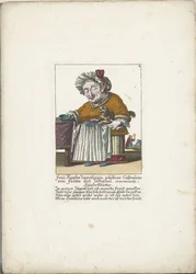De dwerg Frau Agatha Zipperlingin met Hondje, asi 1710 Paní Agatha Zipperlingin, rozená Castaunin von Falten und Zeckerthal, známá psí matka (titul na předmětu) Il Callotto resurcitato aneb nově zařízený malý kabinet (název série)