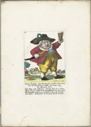 Dwerg Simon Flenschl, asi 1710 Simon Flenschl, předák bohatých freijských farmářů v Knolsingenu na Kirchtag poblíž Gmain Zech (název na předmětu) Il Callotto resurcitato aneb nově zařízený malý kabinet (název série)