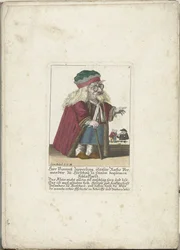 Dwerg Vincentz Zipperling v een bontjas, asi 1710 Herr Vincentz Zipperling, Rathův nejstarší příbuzný v Hirschau, ve svém pohodlném volném kabátě (titul na předmětu) Il Callotto resurcitato aneb nově zařízený malý kabinet (název série)