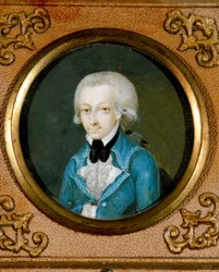 Rakousko, Portrét rakouského skladatele Wolfganga Amadea Mozarta (1756 - 1791), asi 1773 (miniatura na slonovině)