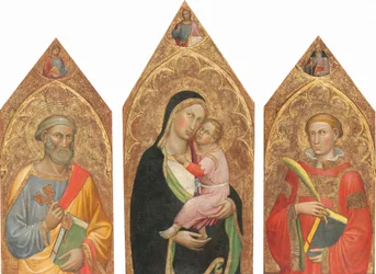 Madona s dítětem s žehnajícím Kristem a svatí Petr, James Major, Anthony Abbott a svatý jáhen [celý triptych]