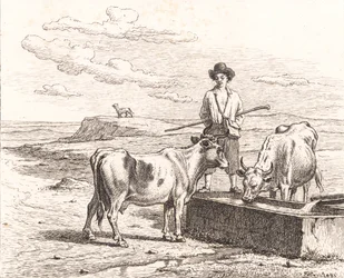 Pastýřský chlapec u napajedla. Ilustrace k dílu Chr. Winthera „Dvacet pět obrázků pro malé děti“
