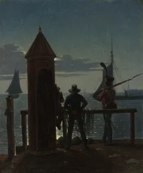 Pohled z hradeb Citadel v Kodani za měsíčního svitu, 1839.