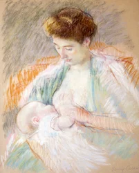 Matka Rose kojící své dítě, cca 1900 (pastel na papíře)