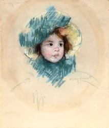 Hlava Margot (pastel na bílém položeném papíře)