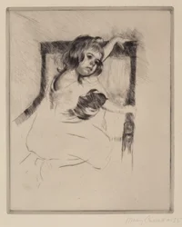 Klečící v křesle (Margot), kolem roku 1903 (suchá jehla)