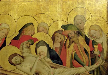 Pohřeb, deska z oltáře sv. Tomáše z kostela sv. Jana v Hamburku, započatý v roce 1424 (tempera a olej na desce) (detail 144552)