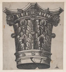 Zrcadlo římské velkoleposti: Kapitál s hlavami a maskami, ca. 1537, ca. 1537
