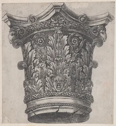 Zrcadlo římské velkoleposti: Kapitál s beraními hlavami a maskami, ca. 1537, ca. 1537