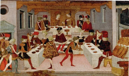 Dcera babylonského sultána na hostině (tempera na dřevě)