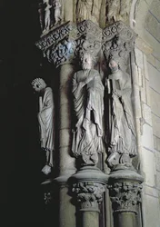 Detail Portico de la Gloria zobrazující kámen svatého Ondřeje