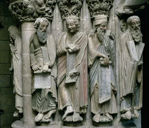 Detail Portico de la Gloria s kamenem starozákonních proroků
