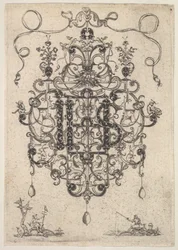 Design pro přívěsek s monogramem IHS, 1609.