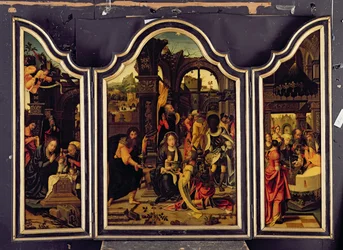 Triptych; Klanění tří králů; Narození Páně a představení v chrámu; Zvěstování